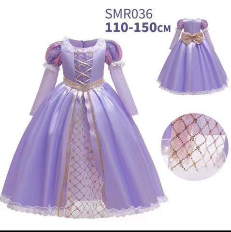 Rapunzel Princess Kids Cosplay Party Dress Girls Children Costume Girl Dress Birthday Clothes 2-10 Years