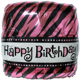 Happy Birthday Zebra Print Pink and Black