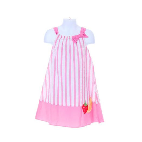 Fruit Pink White Stripe Sleeveless Dress