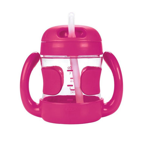 STRAW CUP WITH HANDLES (7 OZ.) - PINK