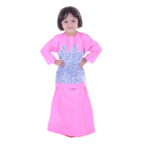 MK Girls Pink Abstract Blue Baju Kurung