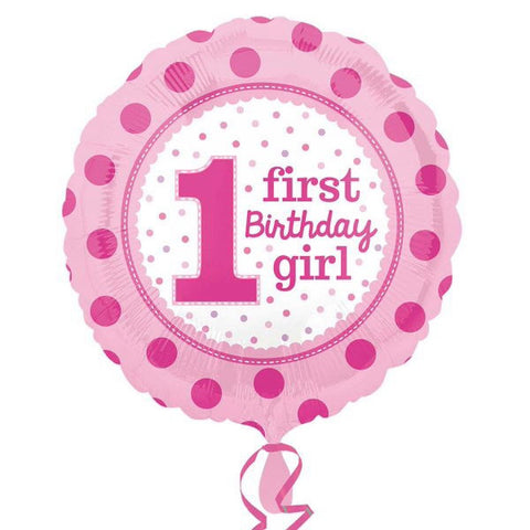 1 First Birthday Girl SuperShape Foil Balloon