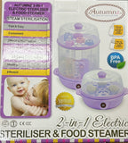 Autumnz 2 in 1 Electric Steriliser & Food Steamer (Blue, Lilac Pink)