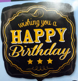 Anagramballons - Black Gold Foil Balloon "Wishing You A Happy Birthday"