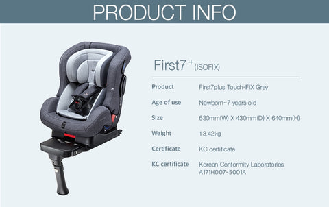 6044427 Daiichi Combination My First 7 Plus Organic Car Seat - Grey Fix