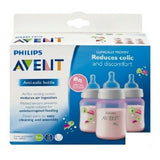 Philips Avent Anti Colic Bottle, BPA Free, 3 Wide Neck Bottles, Special Edition Sea Turtle Design, PINK, 9 Oz