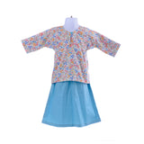 Girl's Little Flower Baby Blue Baju Kurung