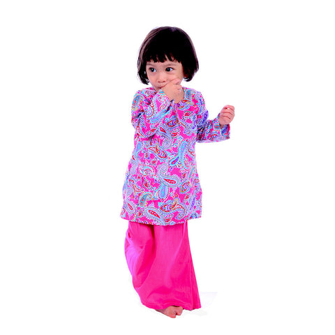 Girl's Pink Paisley Baju Kurung