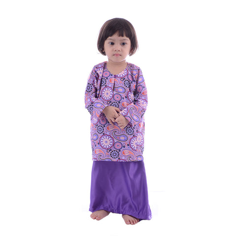 Girl's Purple Paisley Baju Kurung