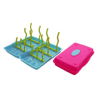Simple Dimple Foldable Milk Bottle Drying Rack Pink